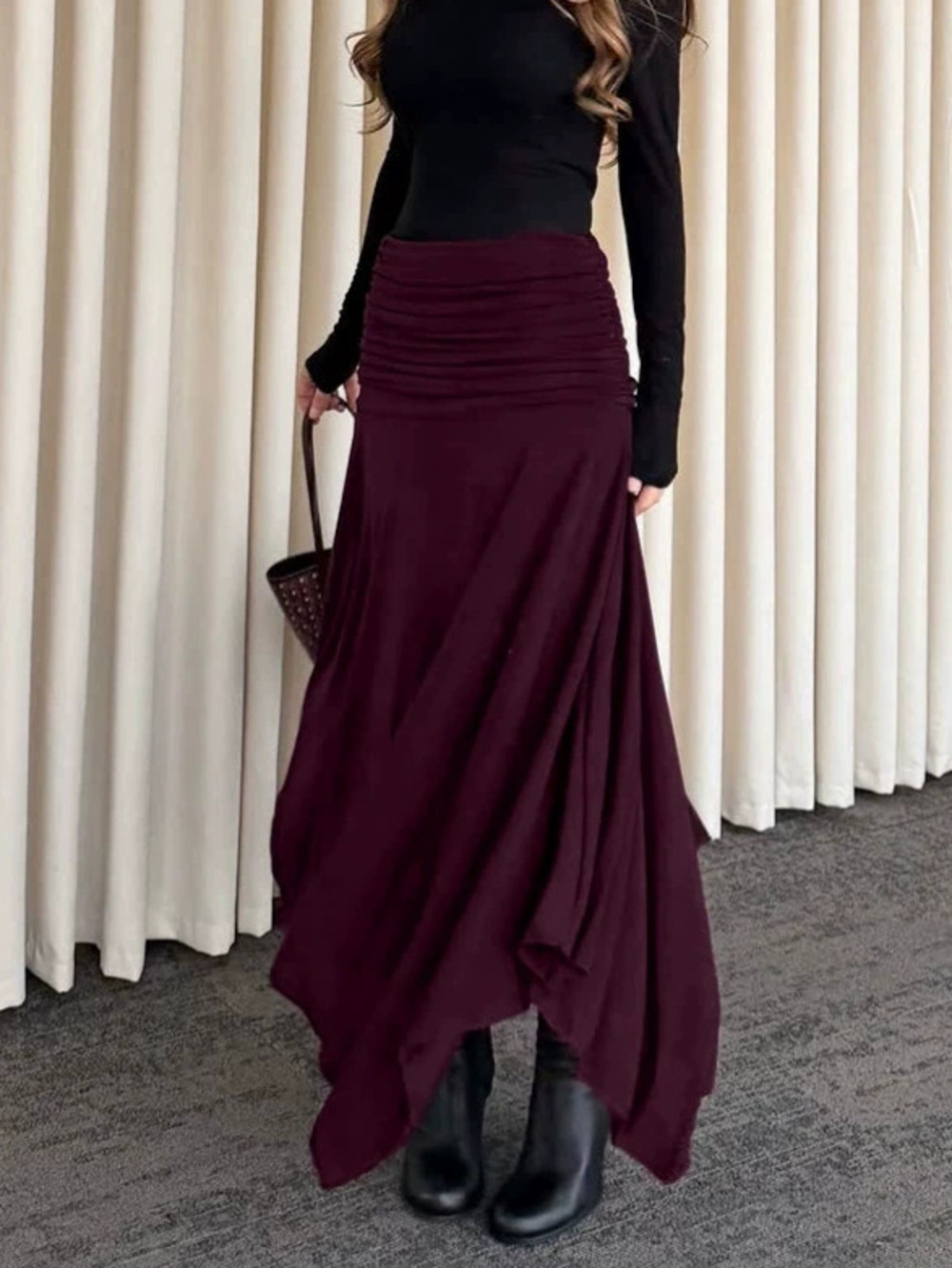Forever 21 Draped High Waist Knit A-Line Skirt Fall Winter Loose
